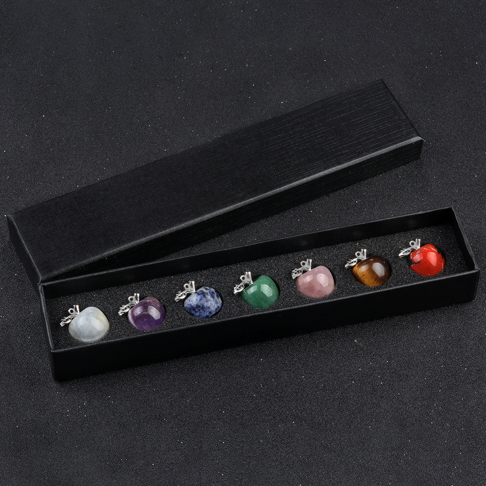 1790-20mm Sete Chakra Pequeno Conjunto de Maçã Pedra de Cristal Natural Chuckra Apple Presente de Dia de Natal