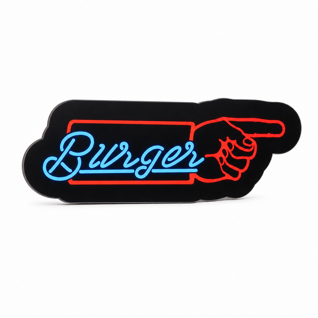 Letreiro Luminoso Burger Hand - Decoração Hamburgueria