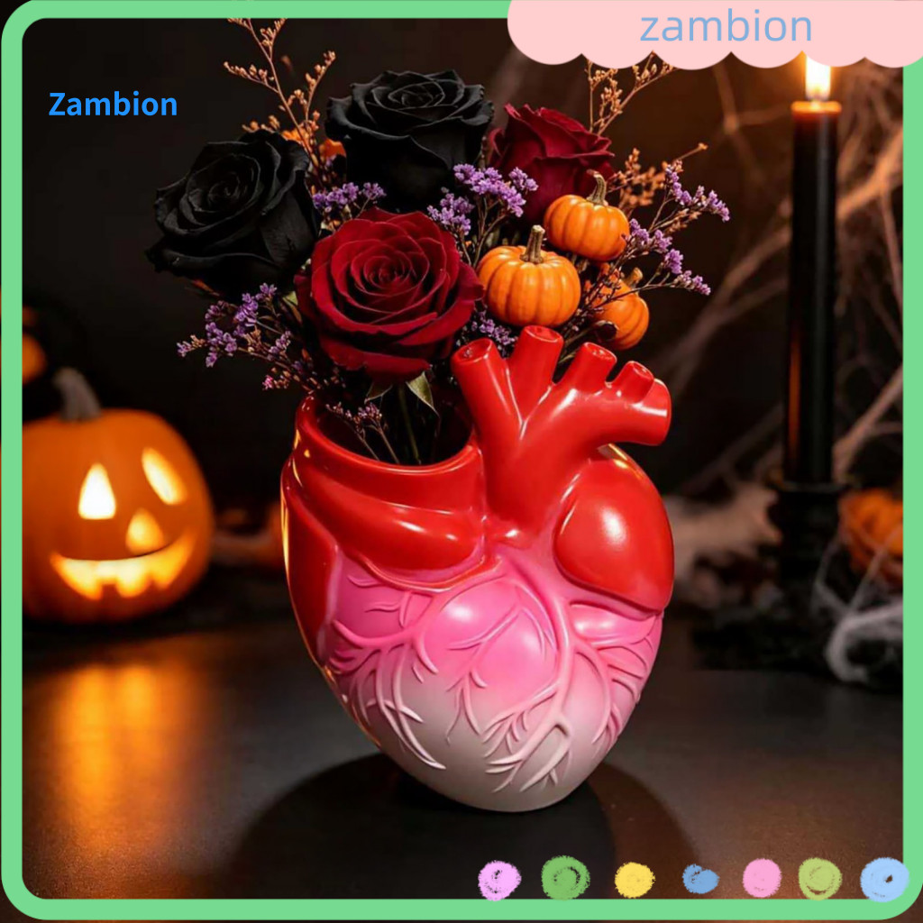 Gothic Heart Vase Anatomical Planter Spooky Halloween Desktop Flower Pot Hand-held Shaped Decor for Room Dining Table Un