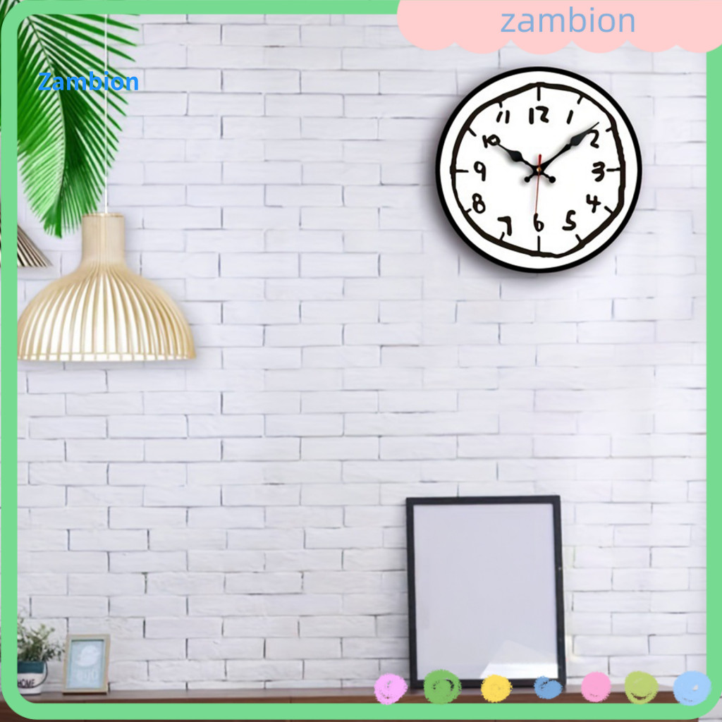 Office Wall Clock Silent Hanging 2d Flat Wooden Quartz Movement Hand-painted Digital Analog Home Bedroom Living Room Dec