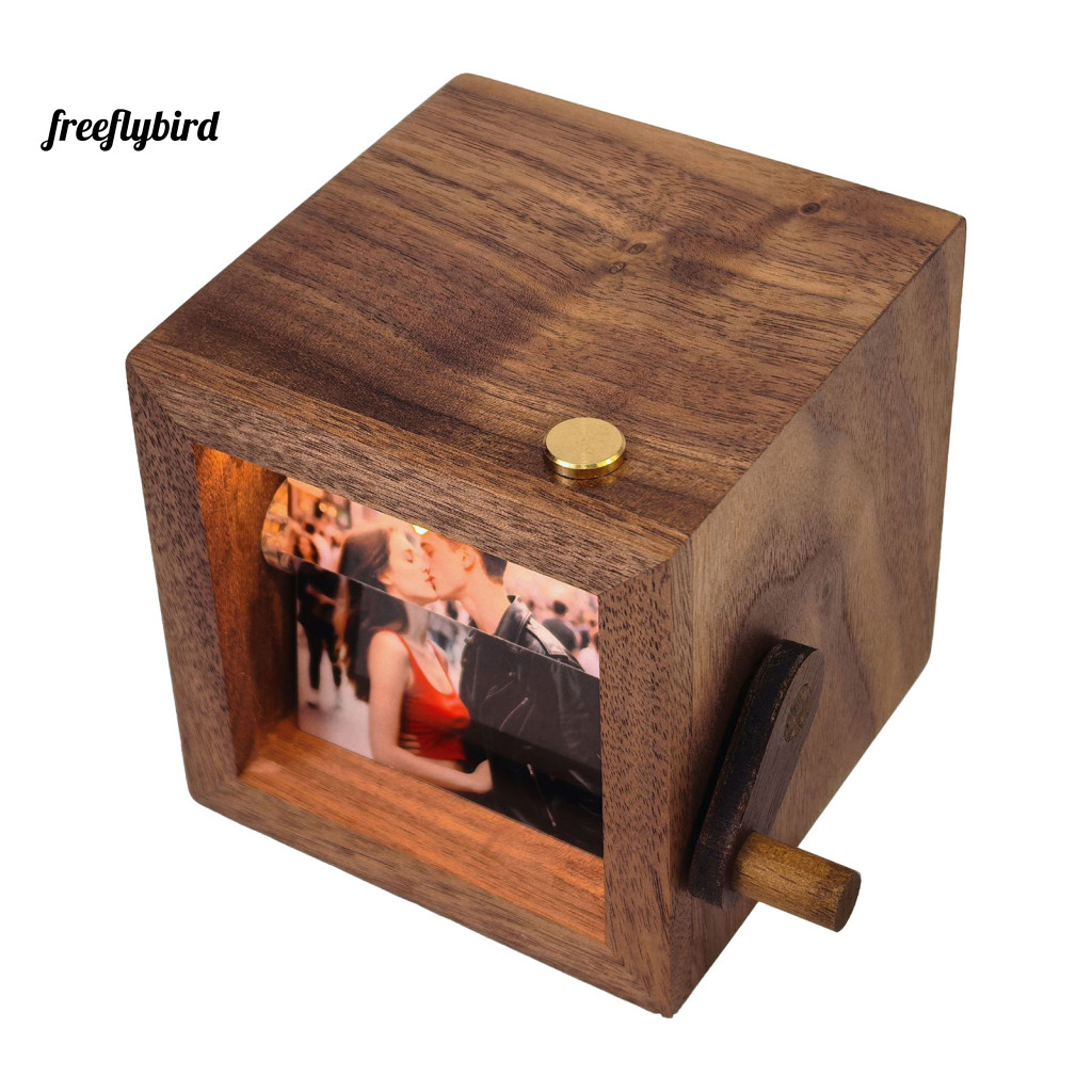 Personalized Memory Frame Customizable Flip Photo Box with Light – Mechanical Hand-crank Flipbook Unique Birthday Gift