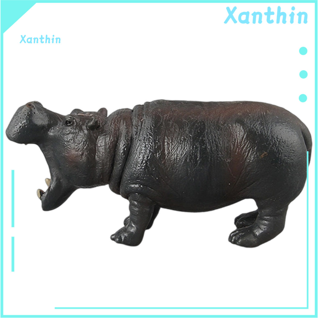 Hand Painted Hippo Sculpture Realistic Figurine River Horse Statue Educational Model Toy Desk Decoration for Home Office