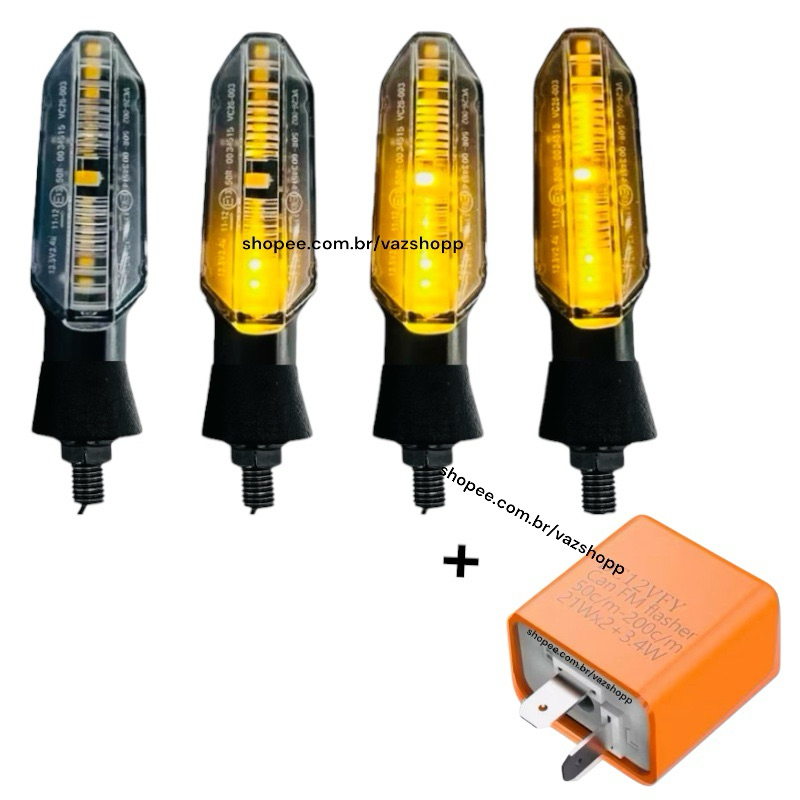 Pisca Seta Led Sequencial Rosca + Relê Para Seta Led Honda Yamaha Suzuki