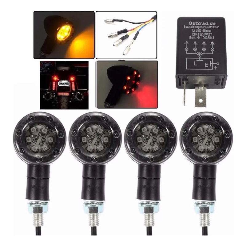 4 Pisca Seta Tripolar Led Honda Yamaha Suzuki Intruder