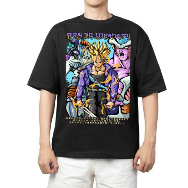 Camiseta Oversized Masculina Feminina Estampa Trunks do Futuro Super Saiyajin Freeza e Mecha Freeza Dragon Ball Z