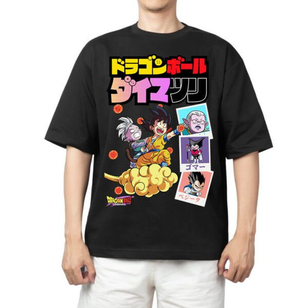 Camiseta Oversized Masculina Feminina Estampa Dragon Ball Daima Goku Nuvem Kame, Camiseta Streetwear Anime Trunks