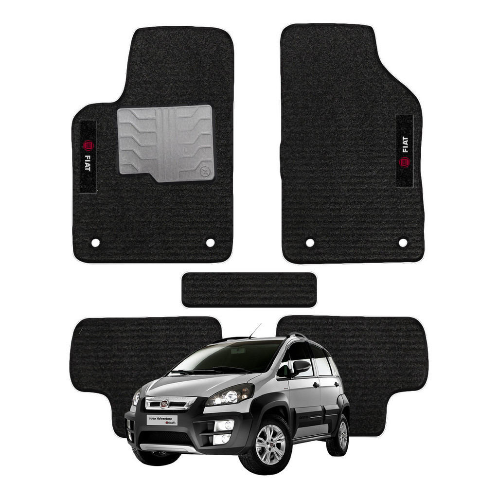 Kit de tapetes 5 peças específico Idea 2012 / 2016 Carpete Preto