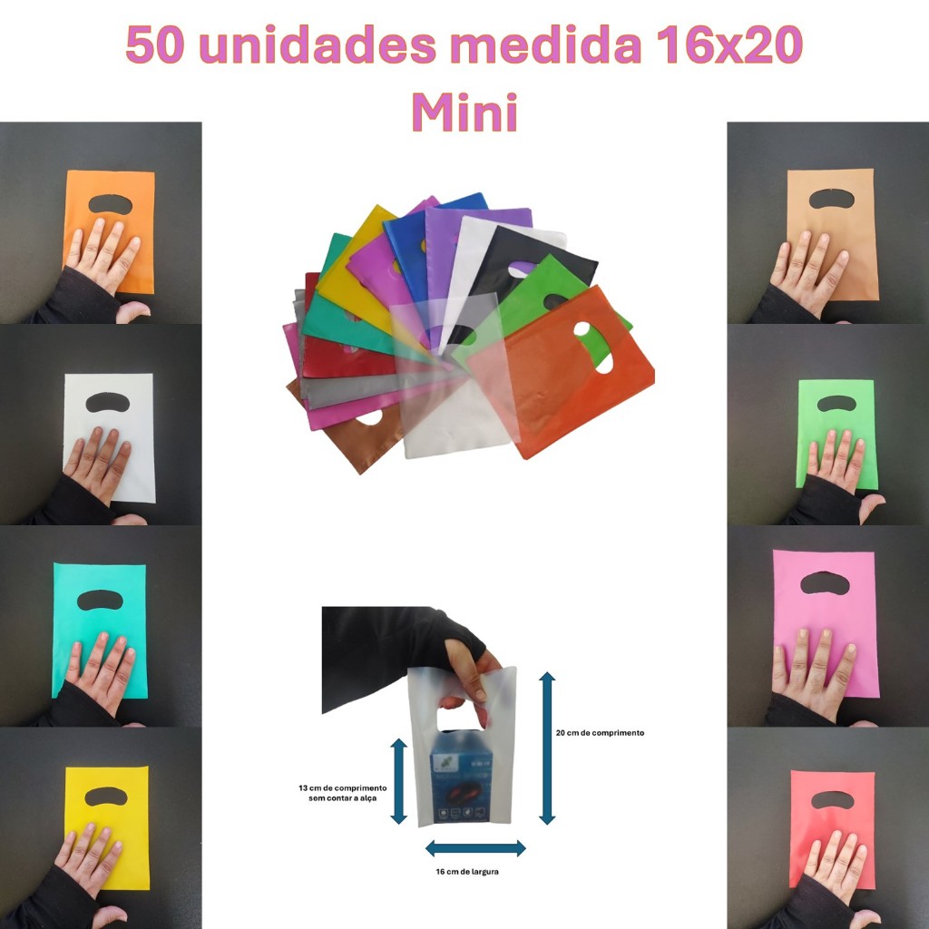 Kit 50 Mini Sacolas Boca de Palhaço Triste 16x20 Primeira Linha — 100% Material Virgem para Semijoias e Bijuterias