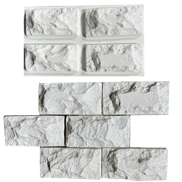 Molde 3d com 4 Fôrma Para Fazer Tijolinho Pedra Natural Rock face  18x9cm em ABS Virgem 2mm