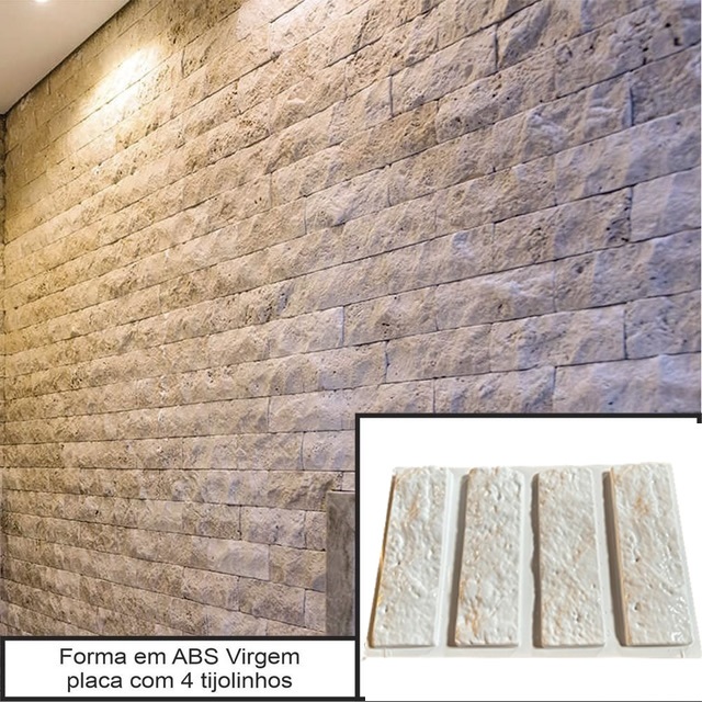 Forma Molde Gesso 3d 4 Tijolinho Rústico 29x10cm em ABS Virgem 2mm Para cimento/concreto IN491
