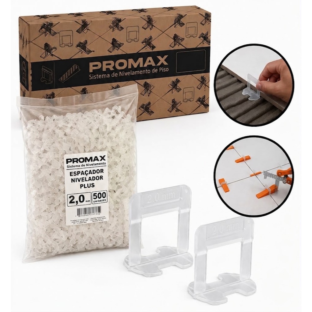 Espaçador Nivelador Para Porcelanato e Piso 500 Peças Promax 2mm Material Virgem