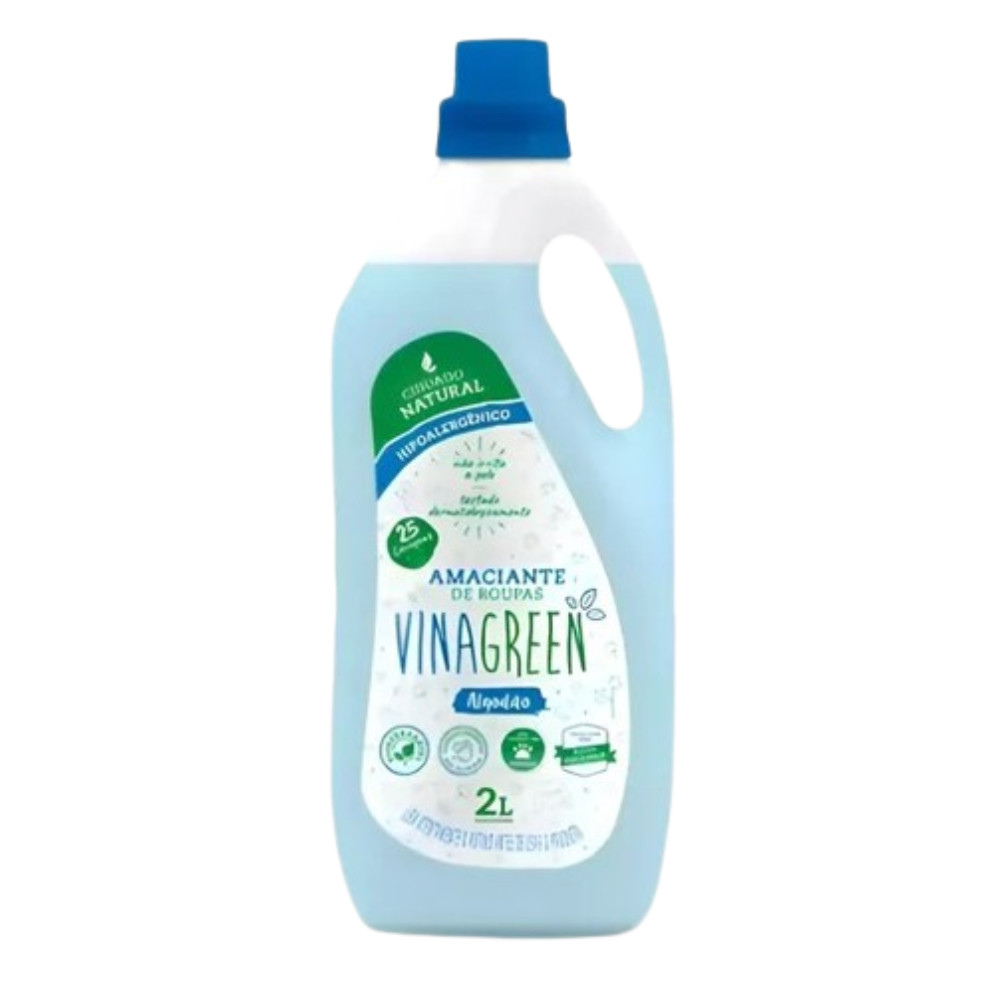 Amaciante Vinagreen 2L Natural Vinagre Bactérias Fungos Odor Hipoalergênico Álcool Orgânico Natural