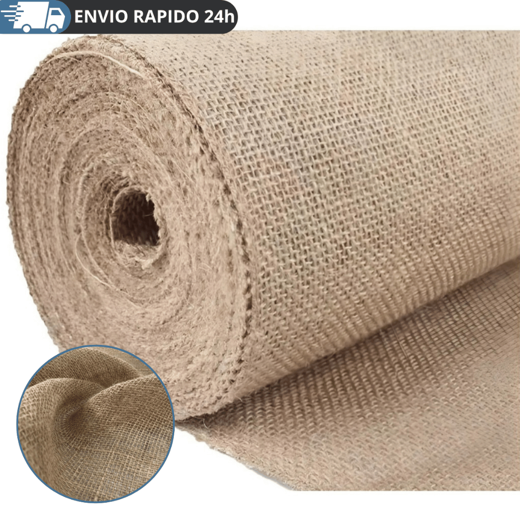 5M Tecido De Juta - Tela De Juta - Artesanato - Decoração Cor Natural Desenho Do Tecido Liso