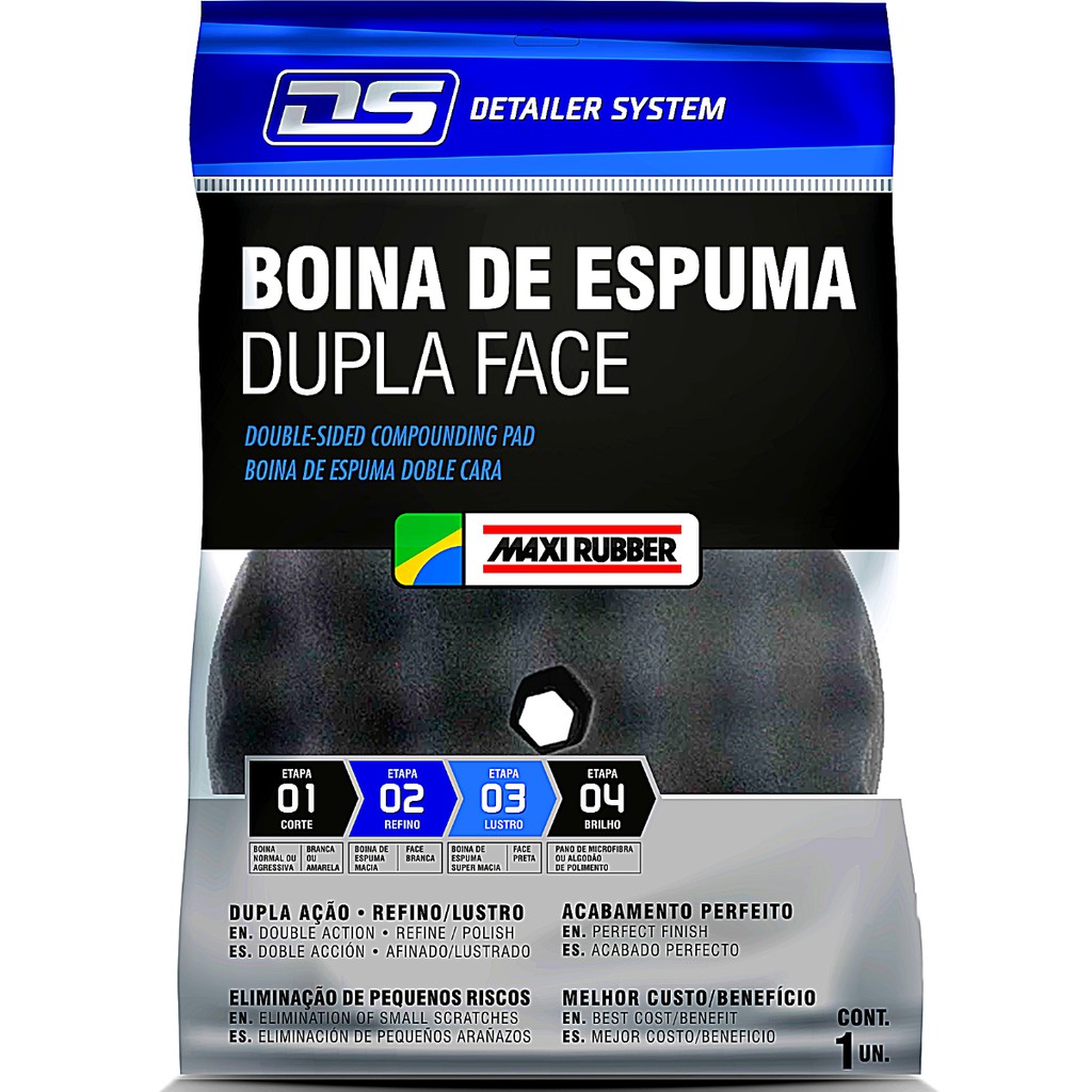 Boina Dupla Face De Espuma Maxi Rubber Refino E Lustro Ação