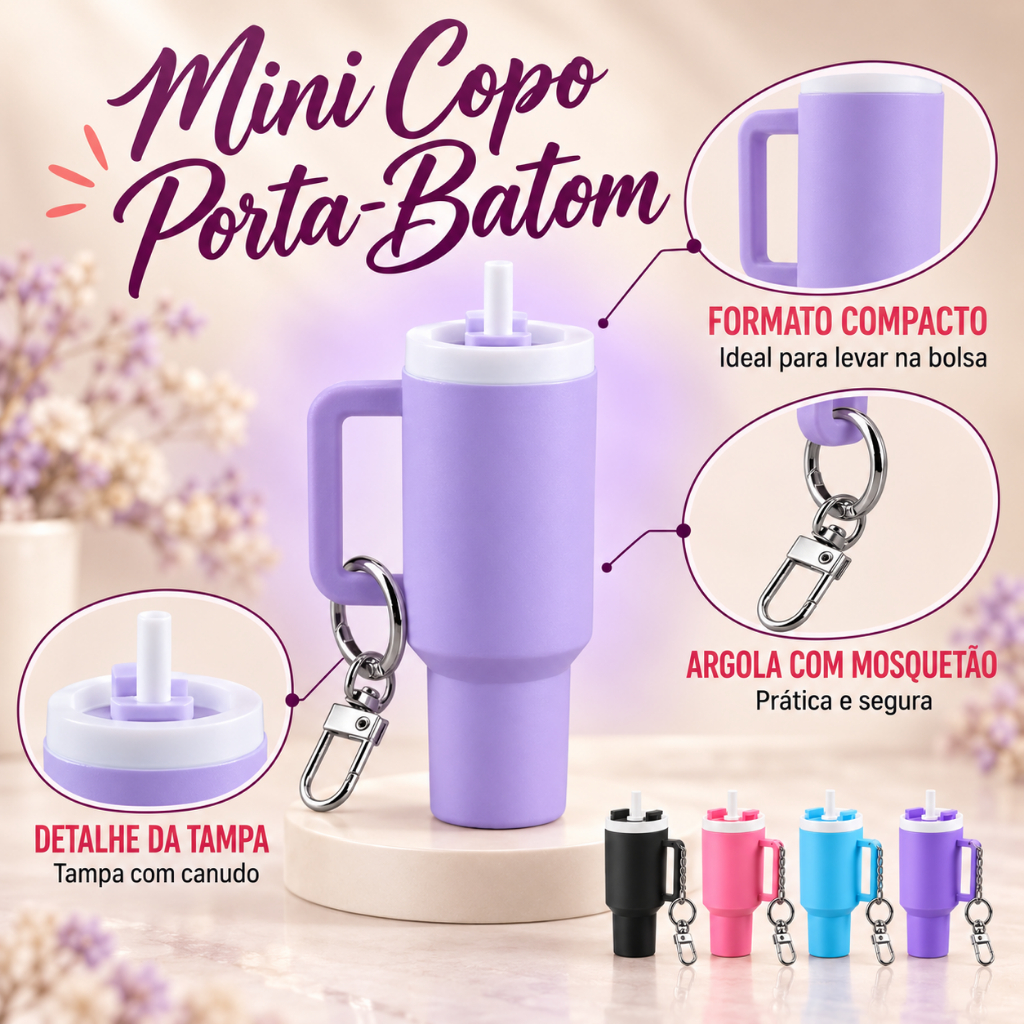 Porta Batom Miniatura Chaveiro Porta Gloss Hidratante Labial Lip Balm Objetos Mini Copo Térmico Feminino Lembrancinha