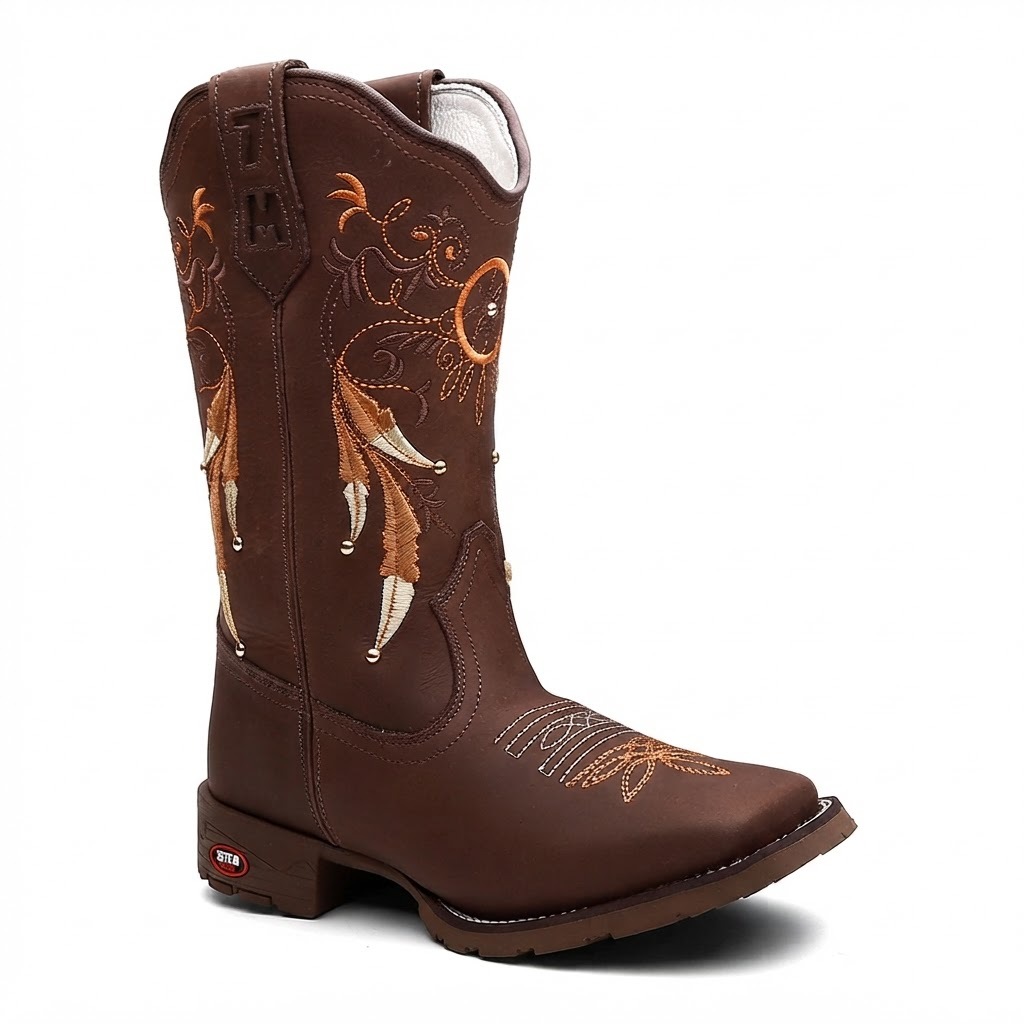 Bota Texana Feminina Marrom Country Filtro Do Sonho 7mboots - 100% Couro.