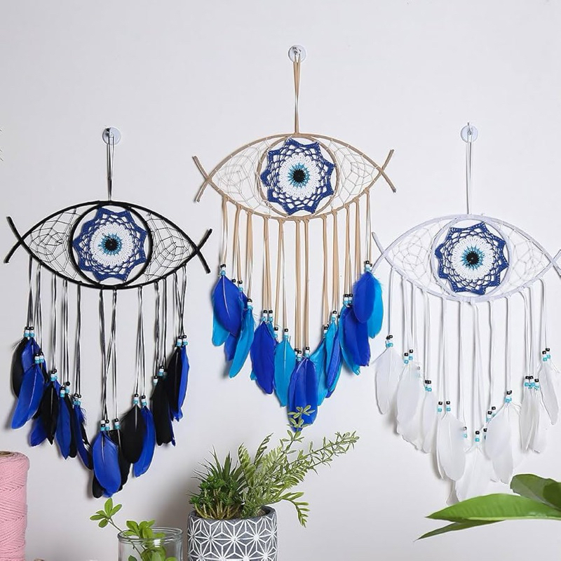 Filtro Dos Sonhos Olho Grego Proteção E Decoração Apanhador dos Sonhos -- Mandala de cura e Proteção (01 Unidade)
