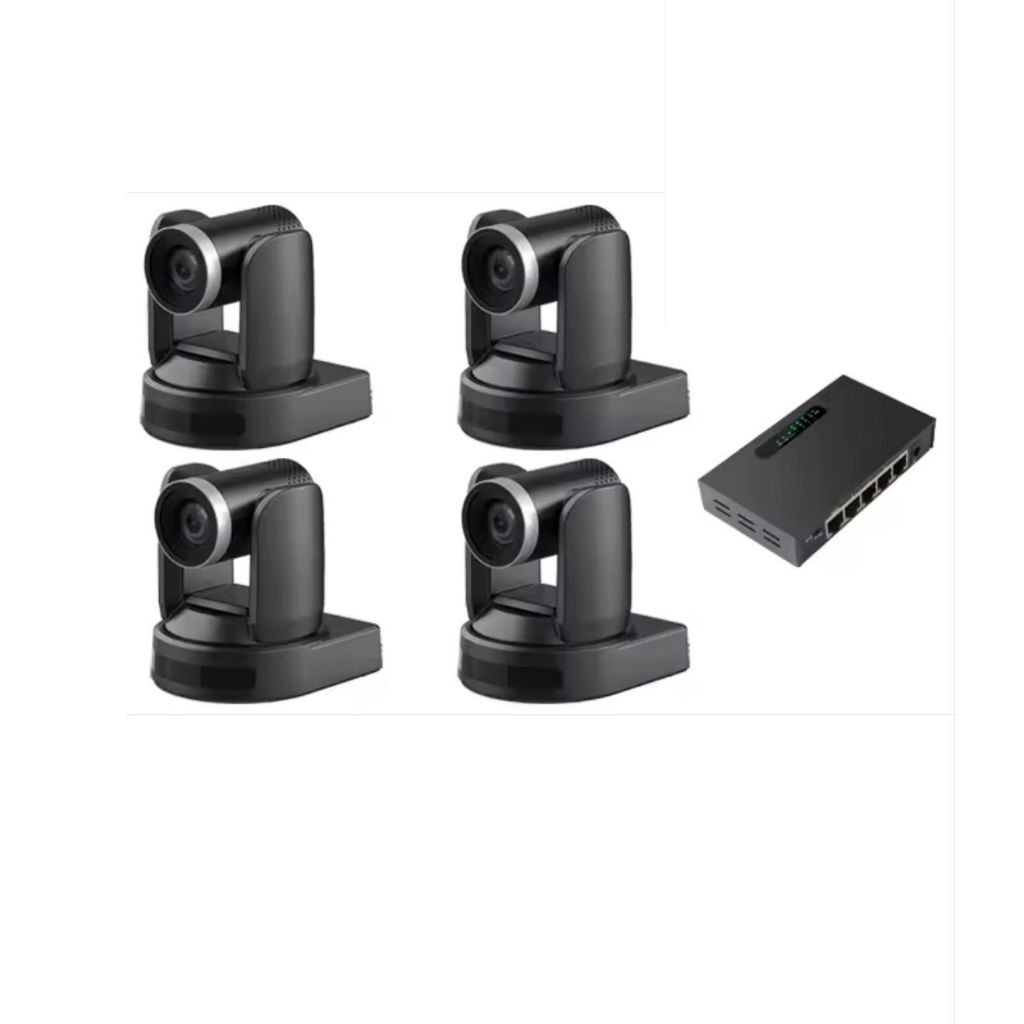 Kit 4 Câmeras SMTAV 4K PTZ NDI Zoom 10X AI Tracking POE HDMI SDI Profissional