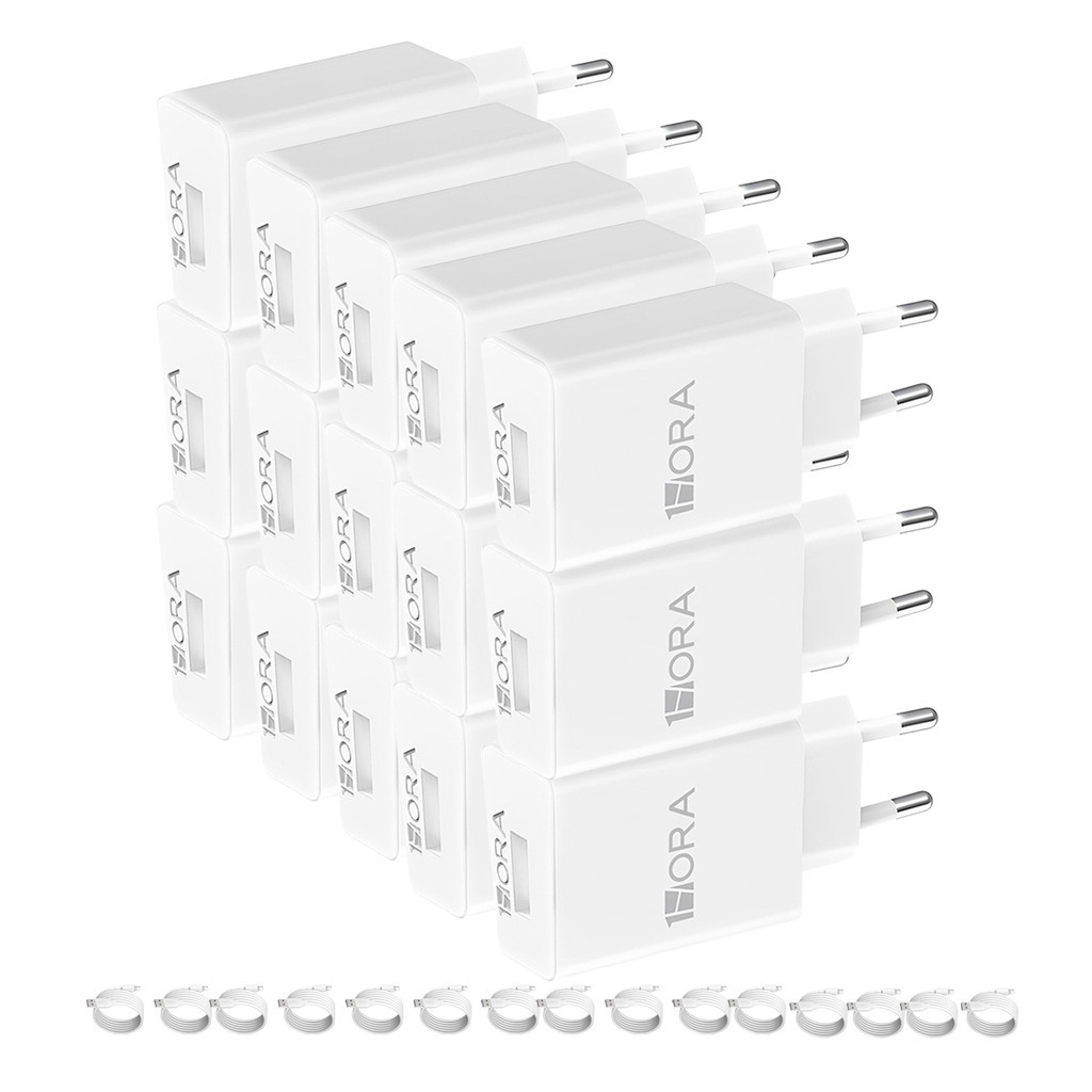 KIT 15X Carregador iPhone 1Hora + Cabo Usb A/Lightning 2.0A Branco