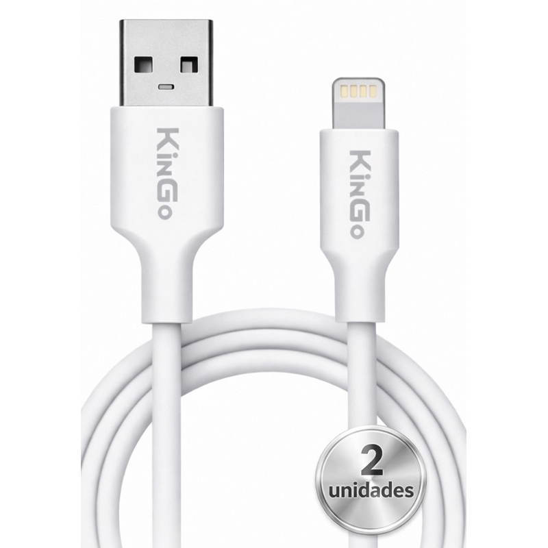 Cabo para iPhone Lightning Turbo 2,1A - Kit 2 Unidades - Carga Rápida - 1,0m Branco KinGo