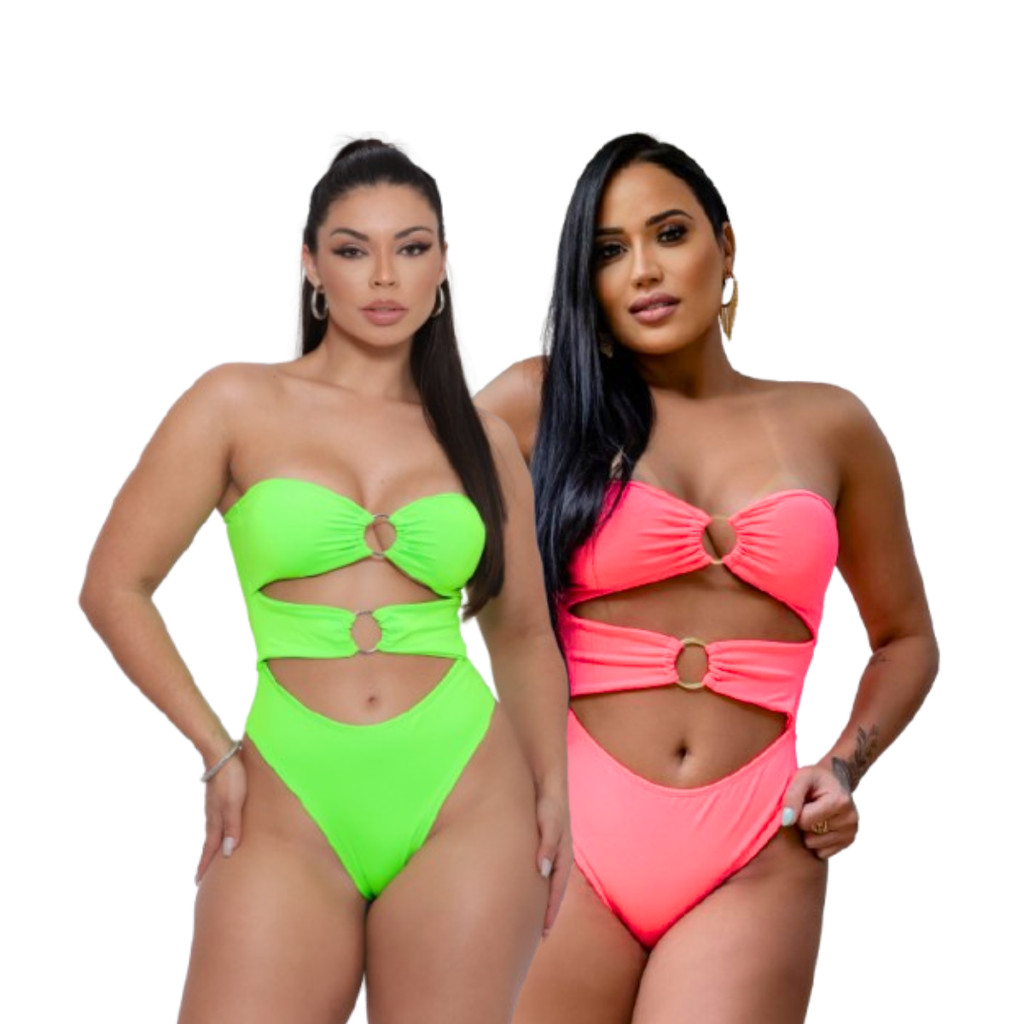 Body Sereia Feminino Maiô Moda Praia Verão Pink + Verde