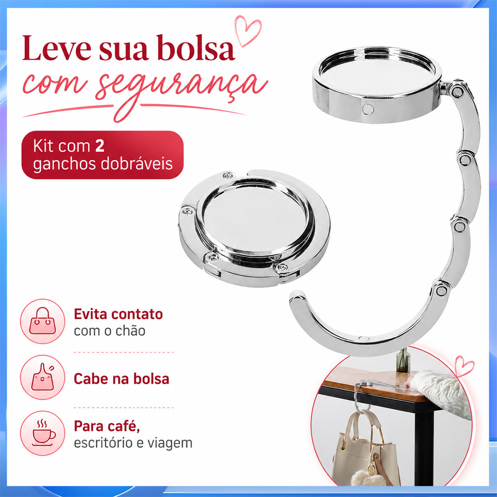 Magnético dobrável Metal saco gancho restaurante Desktop portátil saco pendurado suporte