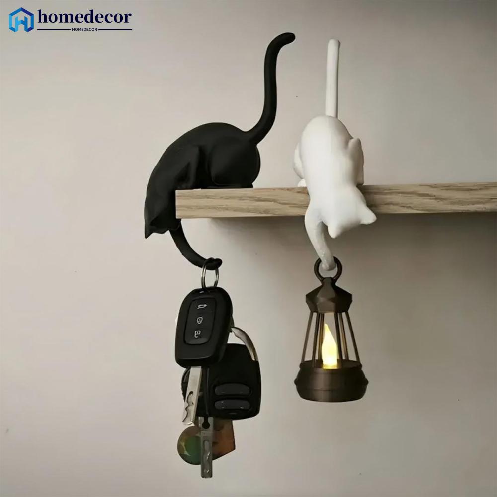 Homedecoração 3D Impresso Bonito Gato Prateleira Gancho Com Lanterna Estatueta Desktop Pendurado Casa Quarto Entrada Mes