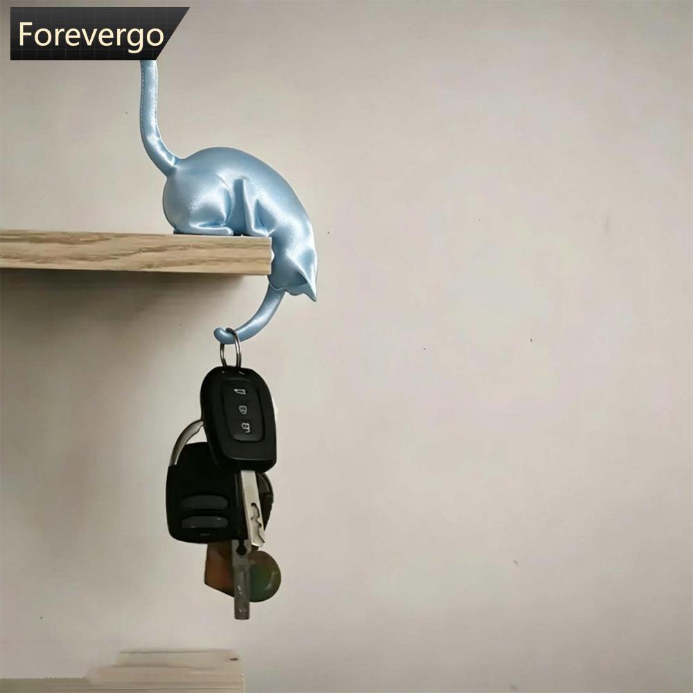 FOREVERGO 3D Impresso Bonito Gato Prateleira Gancho Com Lanterna Estatueta Desktop Pendurado Casa Quarto Entrada Mesa De