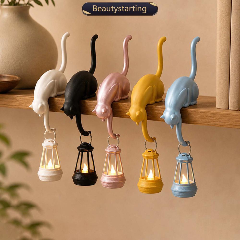 BEAUTYSTARTING 3D Impresso Gancho De Prateleira De Gato Bonito Com Lanterna Estatueta Desktop Pendurado Casa Quarto Entr