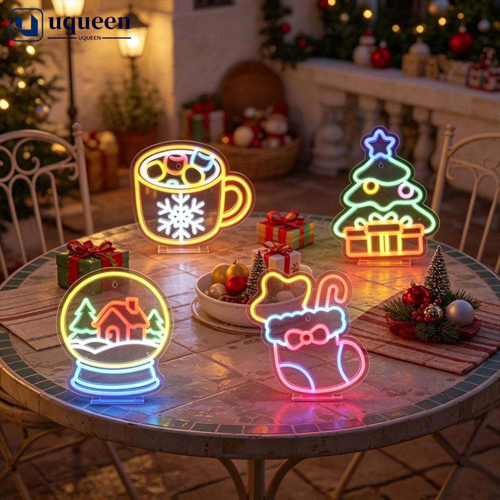 UQUEEN USB Plug In Desktop Pendurado Dupla Utilização Natal Acrílico LED Tira De Luz Néon Atmosfera Colorida Decoração P