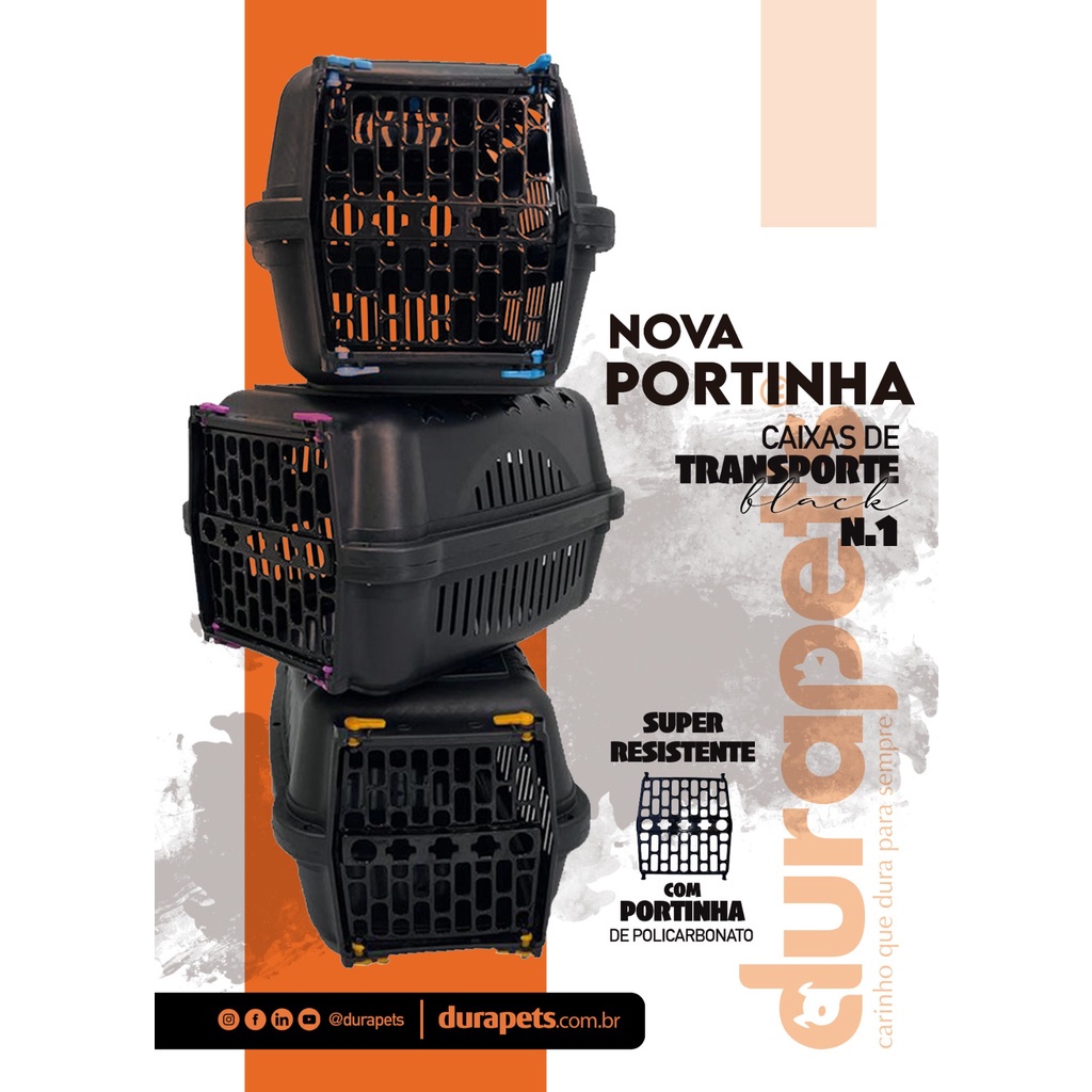 Caixa de Transporte Cães e Gatos Porte Pequeno N°01 Durapets Black Envio Rápido