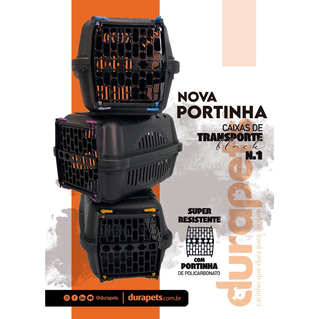 Caixa de Transporte Para Cachorro Cães Gatos Coelho Porte Pequeno N°01 Pet Durapets Black Envio Rápido