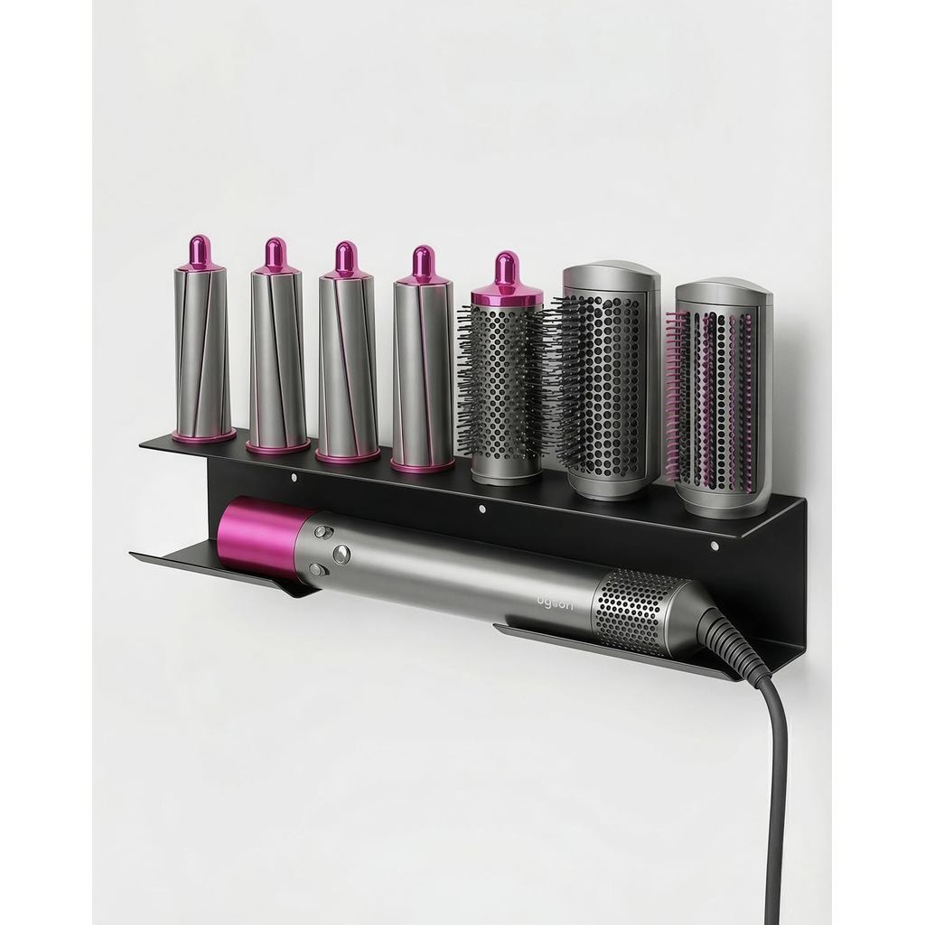 Dyson Airwrap Holder, Aluminum Dyson Airwrap Wall Mount with 7 Custom Slots&Cable Hook, Dyson Organizer Wall Mounted for