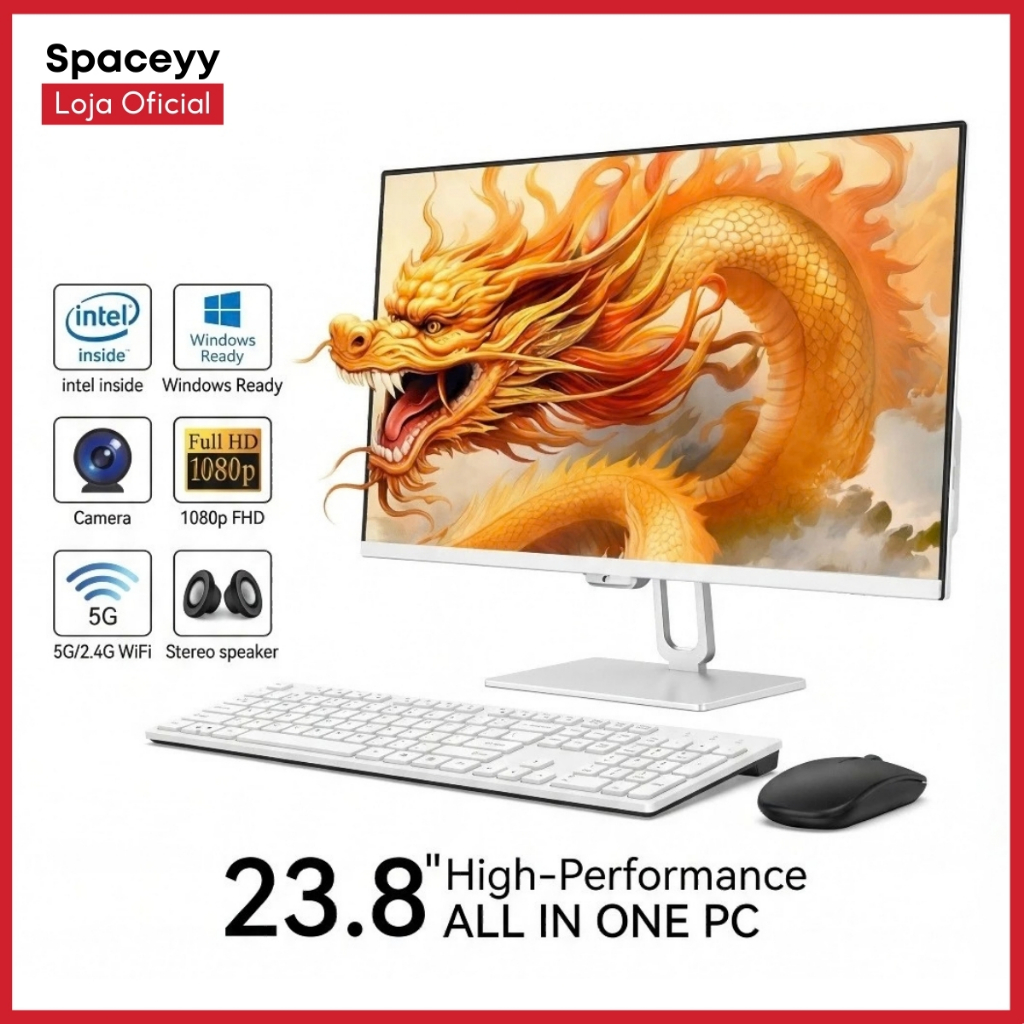 Computador All In One Câmera Integrada 23.8 Intel Core I5 8gb Ssd 512gb Win10pro Com Teclado E Mouse
