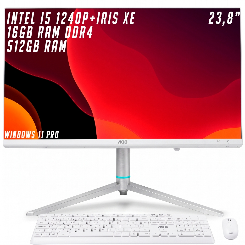 Pc All In One 23.8 Polegadas Full HD Intel I5 16GB 512GB SSD Usb Lan Wi-Fi Som Integrado Completo