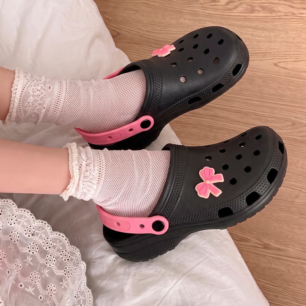 Clog Feminino com Laço Rosa Moda Babuche Lolita Boneca Super Fofo e Confortável Antiderrapante BP
