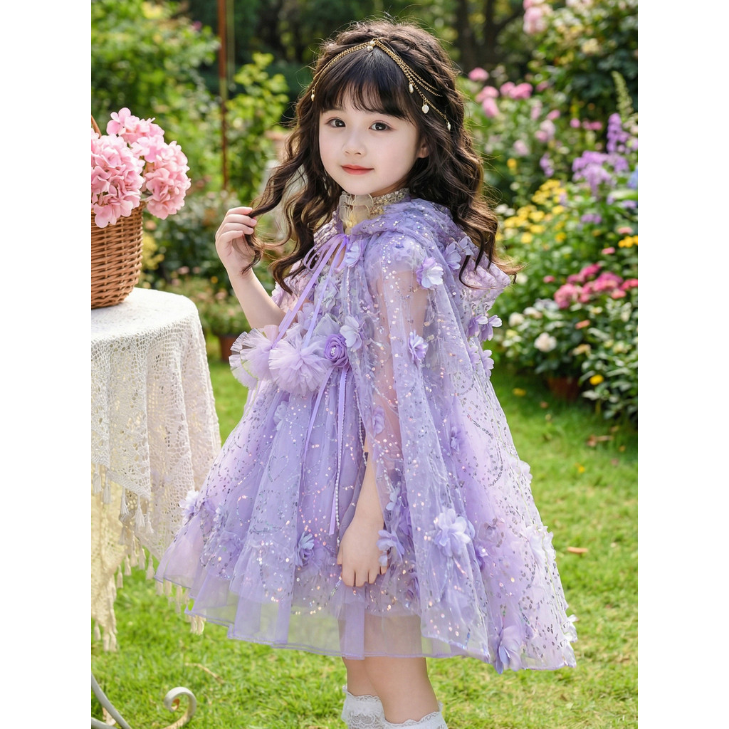 Meninas bonito sonhador Super fada roxo flor deus Lolita vestido menina aniversário vestido de princesa crianças vestido