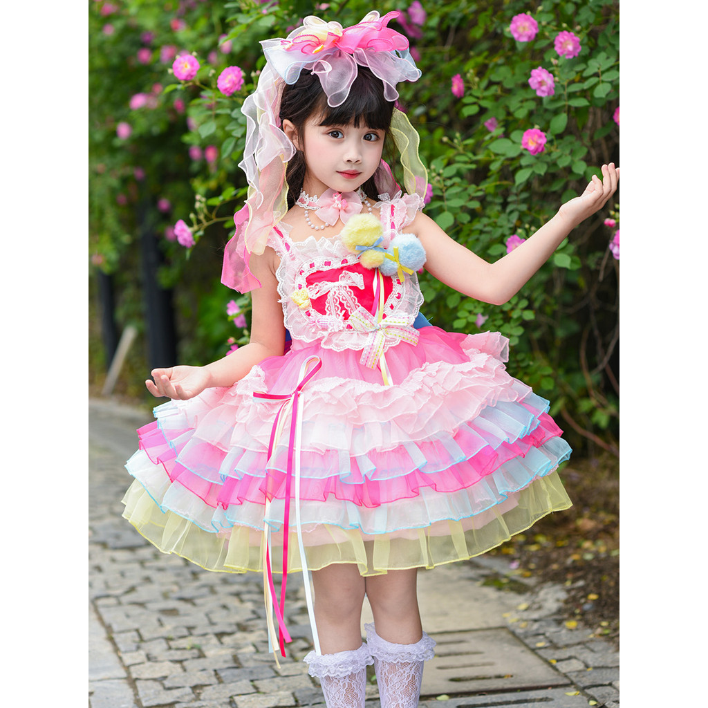 Meninas estilingue Lolita vestido pequeno pônei vestido de princesa High-End verão doce Super fada bebê Pettiskirt