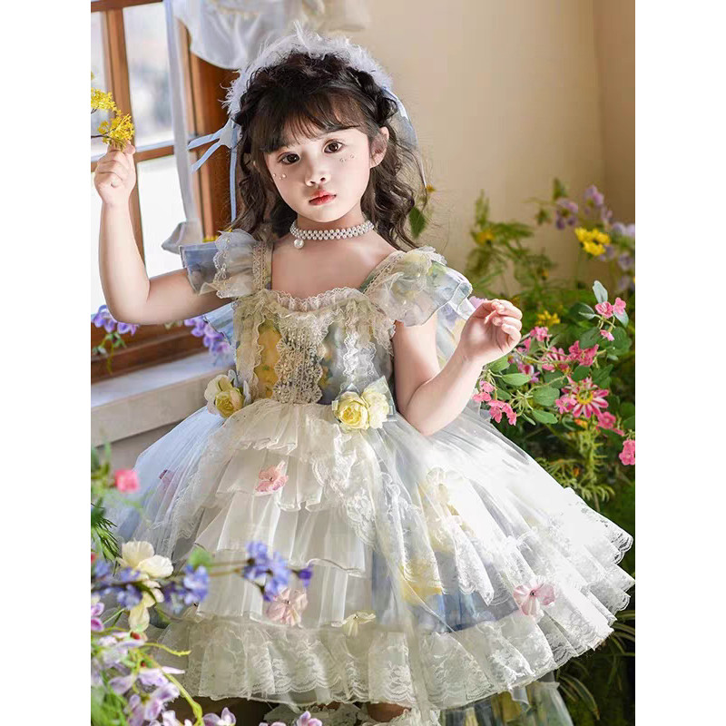 Meninas o feiticeiro de Oz Lolita vestido de princesa 2025 novo estilo Super fada flor vestido crianças passarela mostra