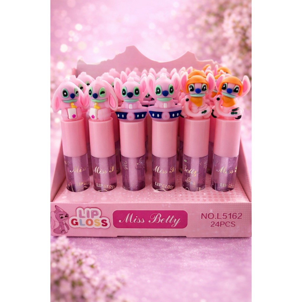 Lip Gloss Infantil - Brilho Labial de Personagens Stitch e Angel
