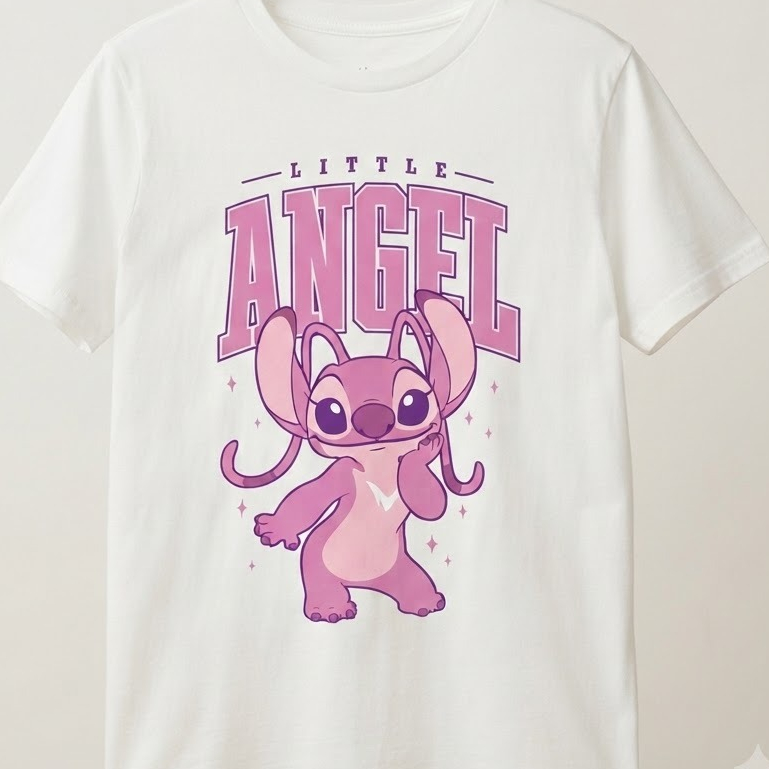Camiseta Angel Inspirada em Stitch – Camiseta Unissex Estampada Little Angel Personagem Fofo