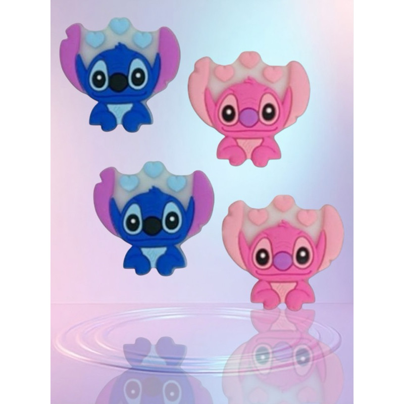 APLIQUE EMBORRACHADO STITCH E ANGEL PERSONAGEM 10/20/30/40/50 Unidades