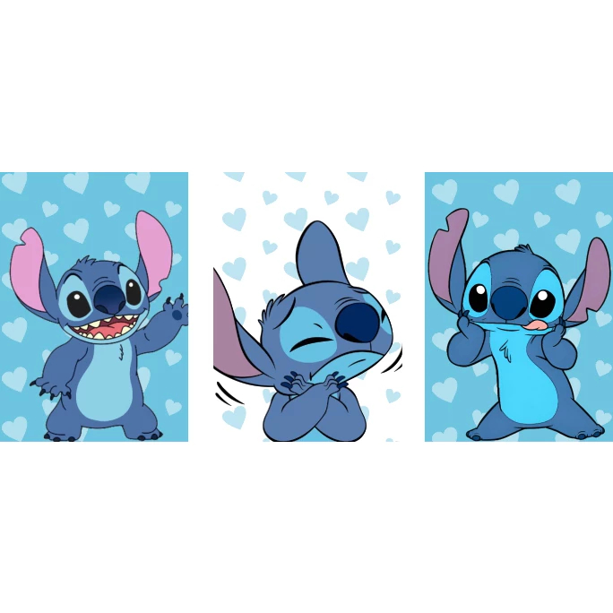 Quadro Decorativo Stitch Angel Lilo Personagens Azul Animação Fofinho Criativo