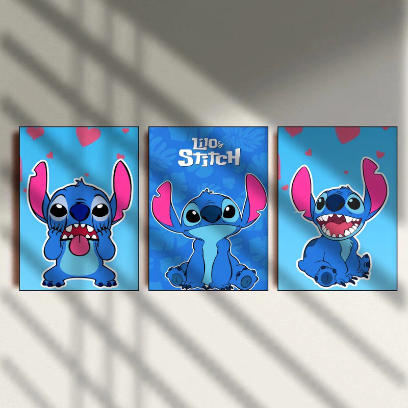 Quadro Decorativo Lilo Stitch Personagens Azul Angel Animação Famosos