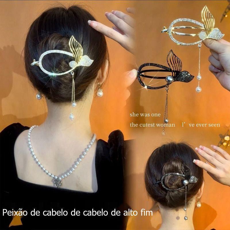 Novo High-End borla Fishtail torção clipe Hairpin