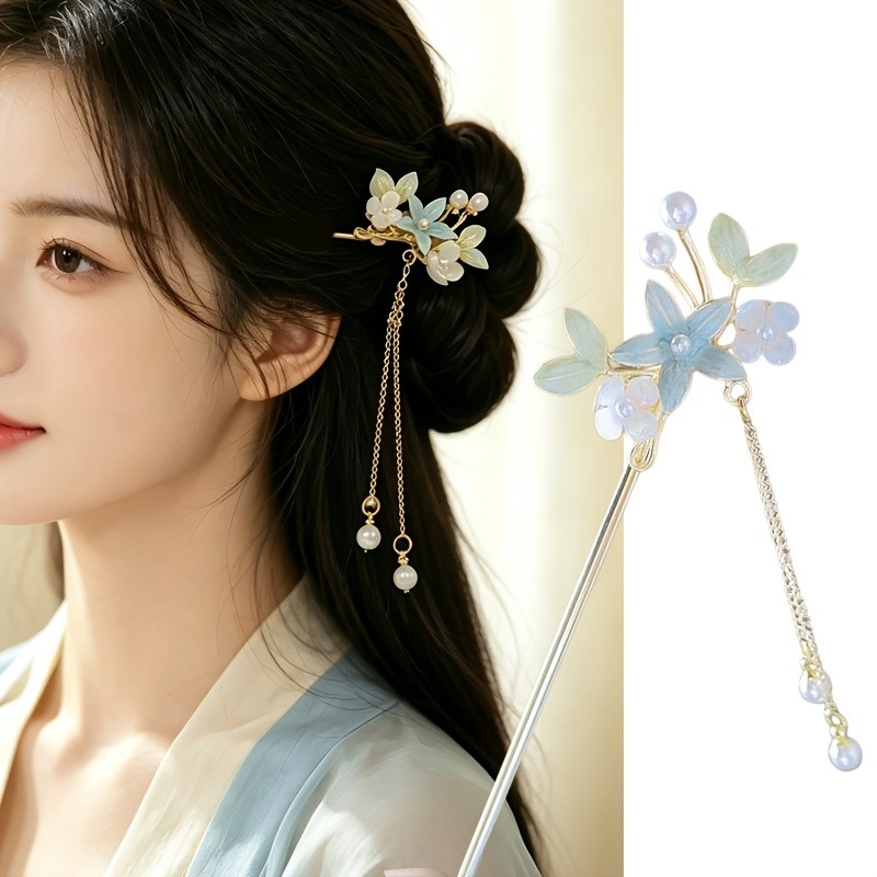 Novo estilo chinês flor borla hairpin High-End borla pérola hairpin