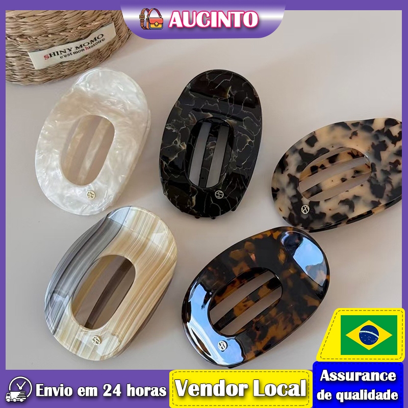 Aucinto acetato Grab clip High-End sentir plana Oval oco grampo de cabelo bobina moda volta cabeça Hairpin acessórios de