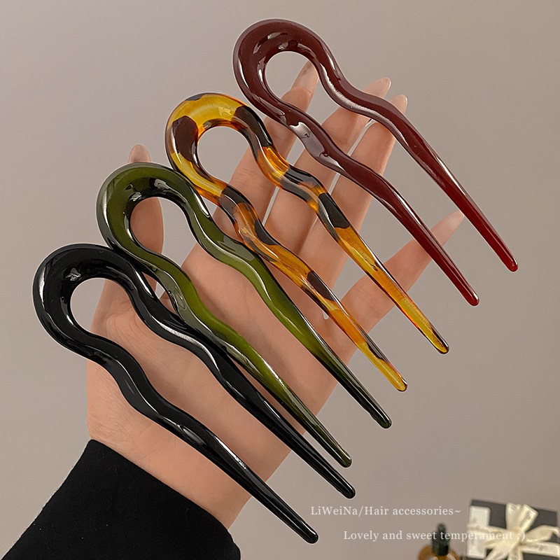 High-End bola cabeça hairpin grande em forma de U acrílico hairpin acessórios de cabelo feminino