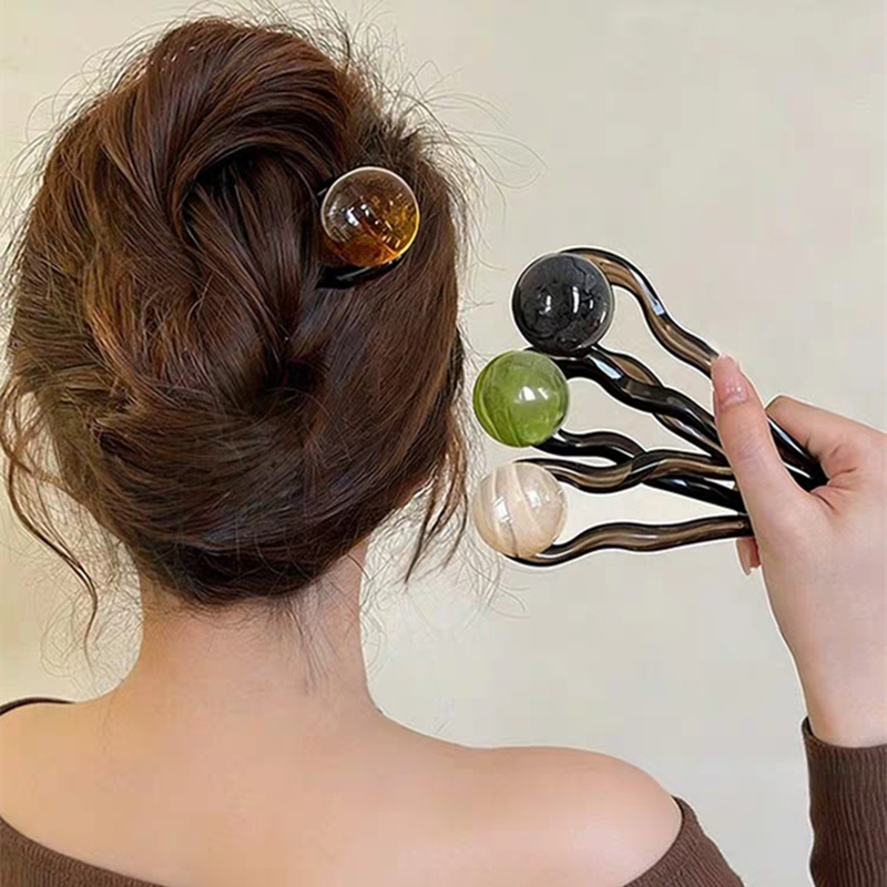 Bola hairpin hairpin Retro em forma de U temperamento High-End simples hairpin acessórios de cabelo feminino