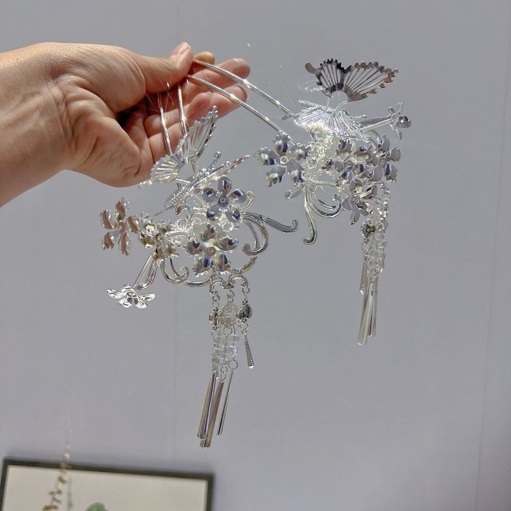 Minoria estilo étnico cocar Miao étnico hairpin prata Hanfu hairpin acessórios de cabelo High-End Super fada borla acess
